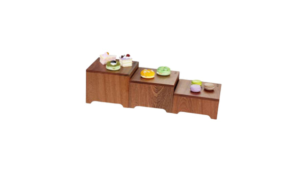 WOODEN PASTRY DISPLAY RISER STAND