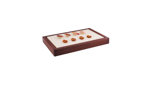 RECTANGULAR WOOD DISPLAY TRAY MARBLE BASE