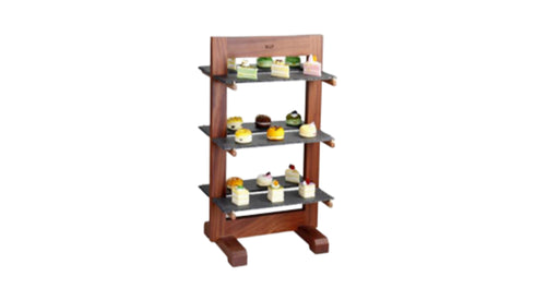 3-TIER WOODEN DISPLAY SHELF WITH SLATE TIERS