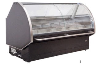CGM2440SC Curved Glass Chiller 2.4m Includes 8 Meatbins - Cater-Care