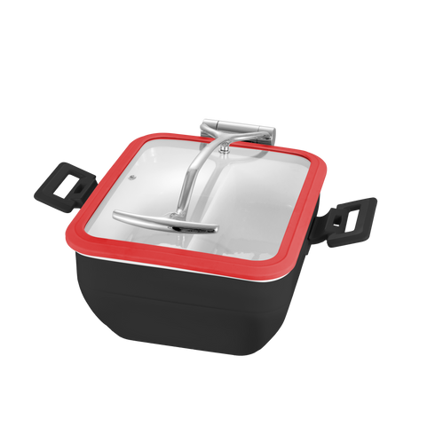 OBLONG HYDRAULIC INDUCTION CHAFING DISH – RED – 5.5L – 435 × 410 × 210MM - Cater-Care