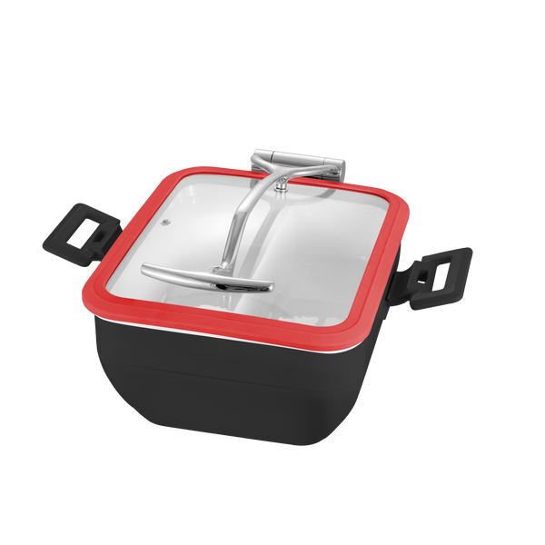 OBLONG HYDRAULIC INDUCTION CHAFING DISH – RED – 5.5L – 435 × 410 × 210MM - Cater-Care