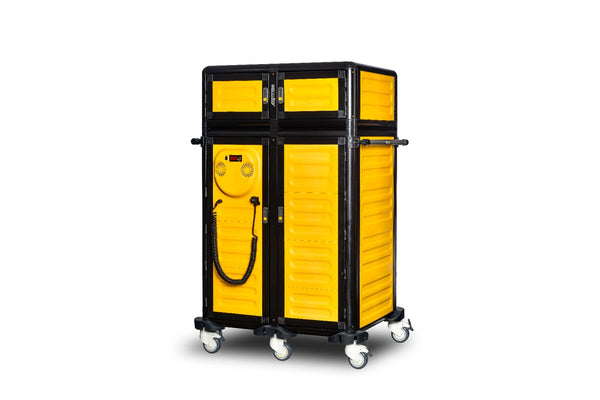 THERMOCART Double Door Heated Hospital Ward Trolley + Neutral Top Section - 28 Tier