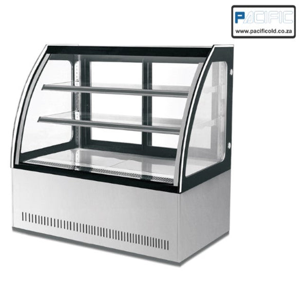 PACIFIC 900mm Curved Glass Cold Display Refrigerator - 2 Shelf