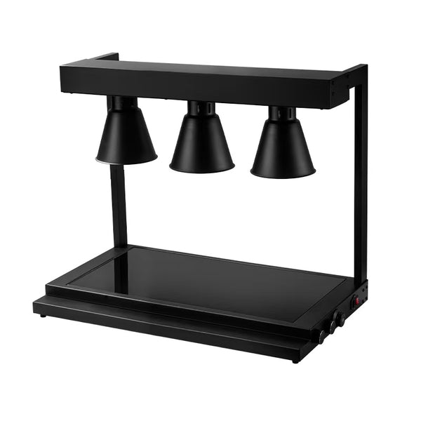 3 LAMP COUNTER TOP HEATED FOOD DISPLAY GANTRY - BLACK - TOP & BASE HEATED - 1250W - Cater-Care