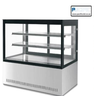 PACIFIC 1200mm Square Glass Cold Display Refrigerator - 2 Shelf