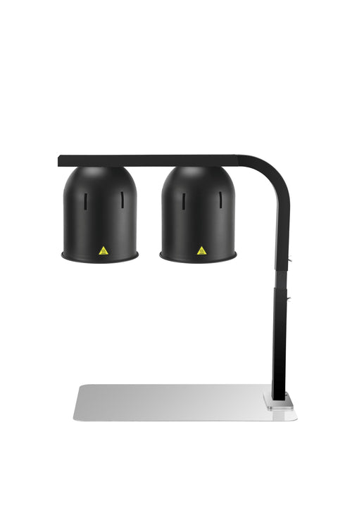 2 LAMP COUNTER TOP HEATED FOOD DISPLAY GANTRY - BLACK - 500W - WITH BASE - Cater-Care