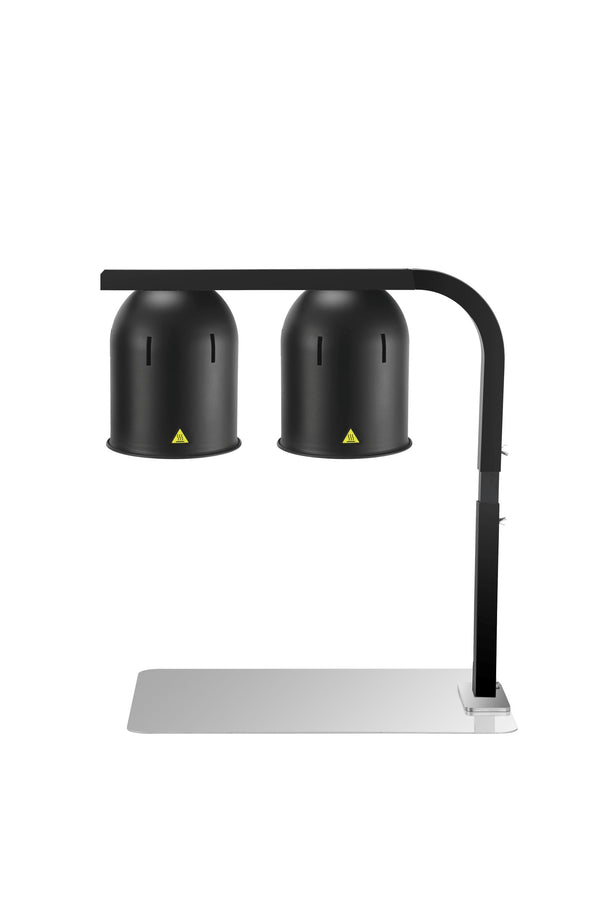 2 LAMP COUNTER TOP HEATED FOOD DISPLAY GANTRY - BLACK - 500W - WITH BASE - Cater-Care