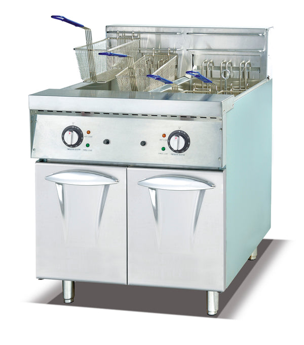 GATTO 2x20Lt High Speed Electric Floor Model Fryer (Incl. 4 Baskets) - Cater-Care
