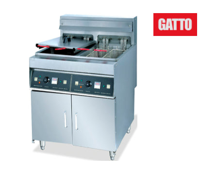 GATTO 2x20Lt High Speed Electric Floor Model Fryer (Incl. 4 Baskets)