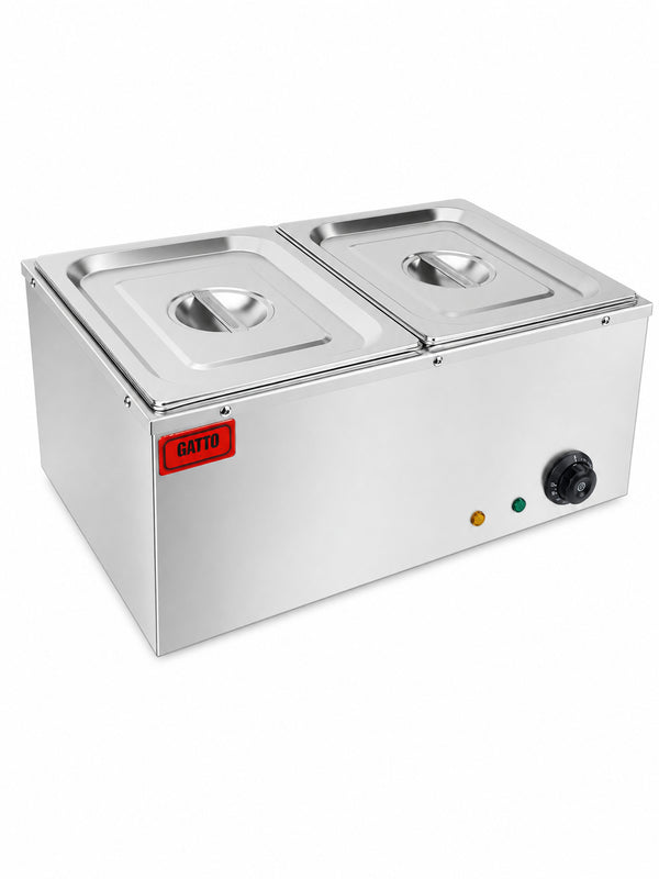 GATTO Electric 2-Div Bain Marie - Incl. 2 x GN1/2 & Lids - Cater-Care