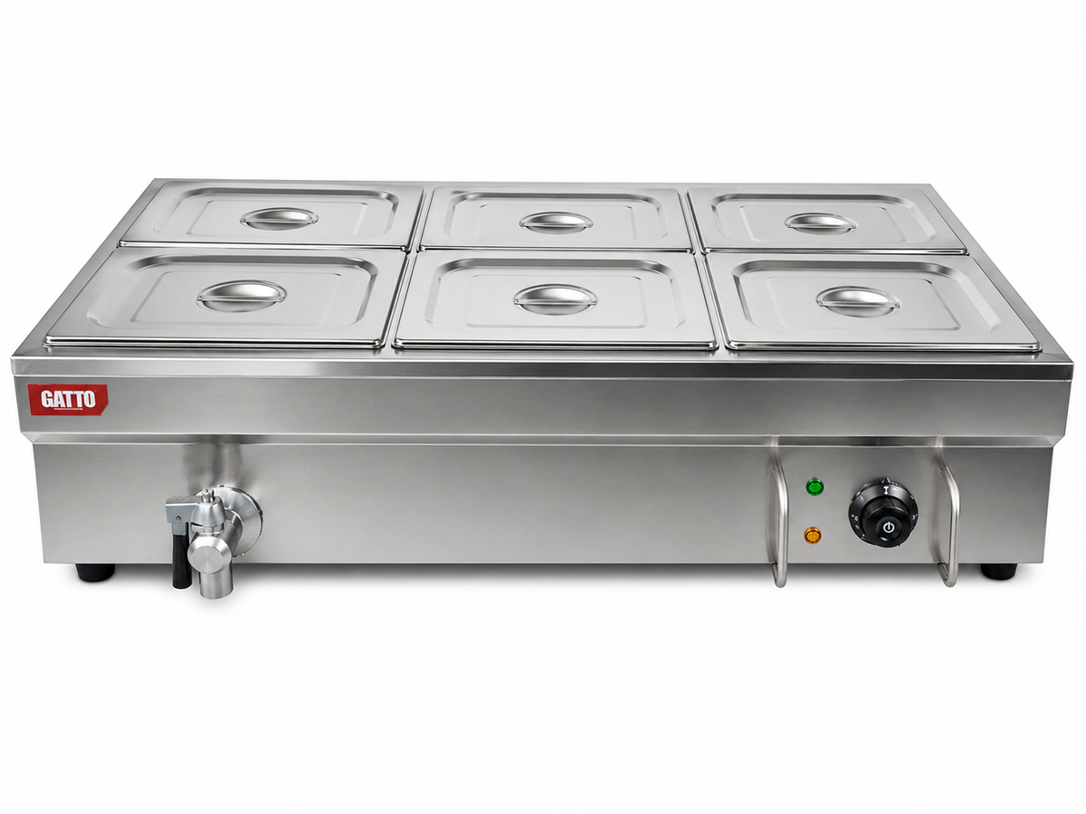 GATTO Electric 6-Div Bain Marie - Incl. 6 x GN1/2 & Lids – Cater-Care