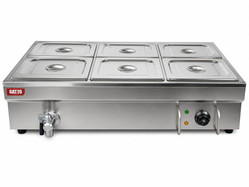 GATTO Electric 6-Div Bain Marie - Incl. 6 x GN1/2 & Lids - Cater-Care