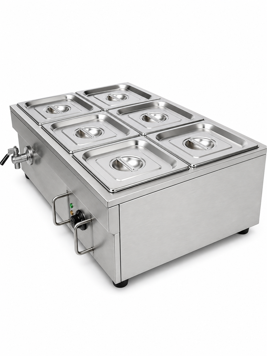 GATTO Electric 6-Div Bain Marie - Incl. 6 x GN1/2 & Lids – Cater-Care