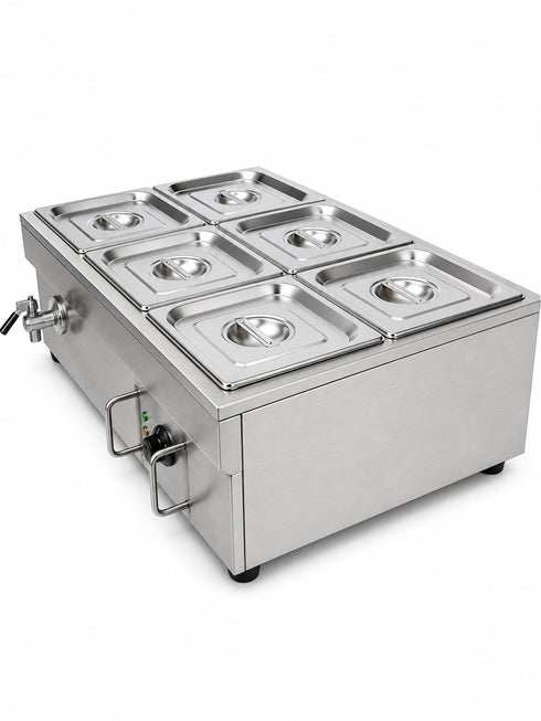 GATTO Electric 6-Div Bain Marie - Incl. 6 x GN1/2 & Lids - Cater-Care