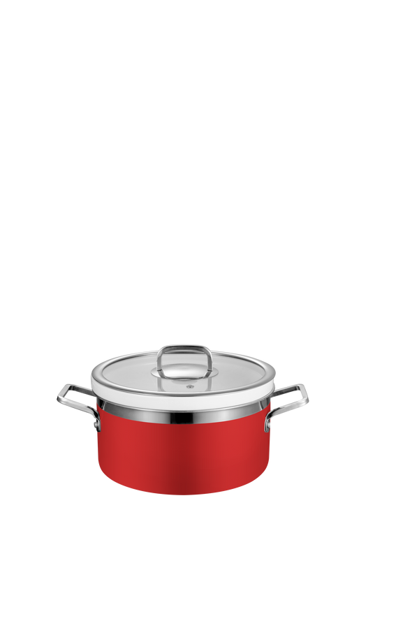 ROUND CERAMIC CHAFING POT – RED – 2.3L – Ø240 × 120MM - Cater-Care