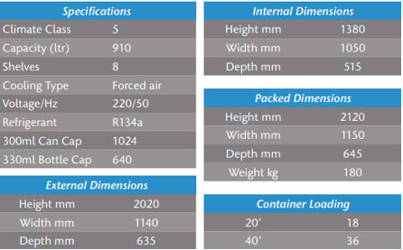 Double Sliding Door Cooler - 1140mm