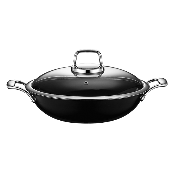 STAINLESS STEEL COLOURED WOK – BLACK – 3.5L – Ø340 × 95MM - Cater-Care