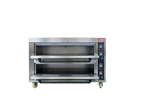 GATTO 2 Deck 6 Tray Electric Pizza Oven w/ Ceramic Floors - Cater-Care