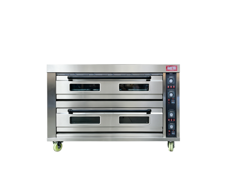 GATTO 2 Deck 6 Tray Electric Pizza Oven w/ Ceramic Floors - Cater-Care