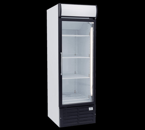 SINGLE DOOR HINGED DOOR BEVERAGE CHILLER WITH HEADER 635MM