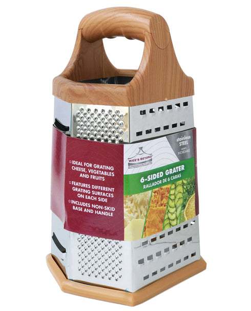 GRATER S/STEEL PLASTIC HANDLE - 6 SIDED - Cater-Care