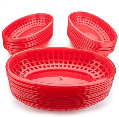 Catercare Plastic Fast Food Basket- Red- 240 x 130 x 50mm- Pack of 48