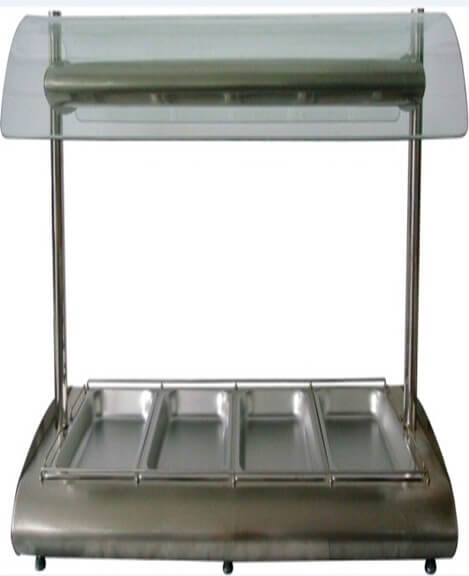 CURVED SHAPE 4 DIV BN MARIE CW O/H GLASS TABLE MODEL - cater-care