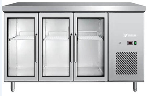 3 DOOR GLASS DOOR UNDERBAR 1800 X 700 X 850H NO LOCK AVAILABLE - cater-care