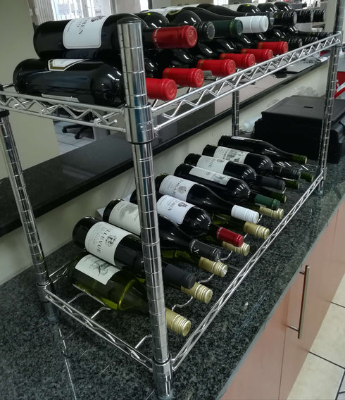 GATTO 2-Tier Chrome Wine Rack - 18 Bottle