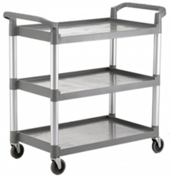 PLASTIC TROLLEY WITH TOTE BOX&BINS- 3 TIER - cater-care