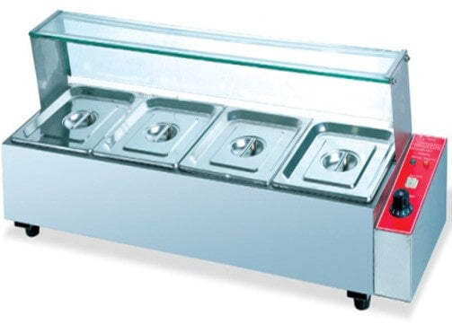 TABLE MODEL BAIN MARIE C/W SNEEZEGUARD - INCLUDES 4 X 1/2 INSERTS+LIDS - cater-care