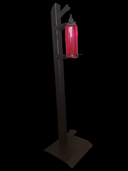 Mild steel powder coated foot operated sanitizer stand c/w 1lt bottle - cater-care