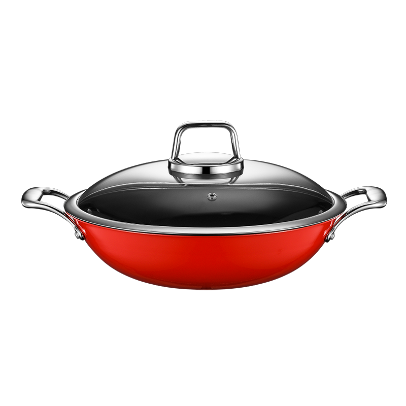 STAINLESS STEEL COLOURED WOK – RED – 3.5L – Ø340 × 95MM – Cater-Care